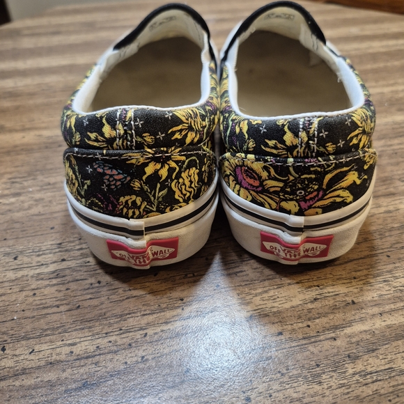 Vans Slip-On Shoes - Black with Floral Skull Design - Picture 3 of 9